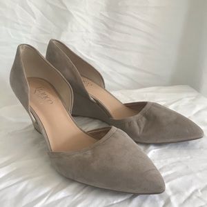 Franco Sarto Warm Gray Suede Wedges Size 7.5